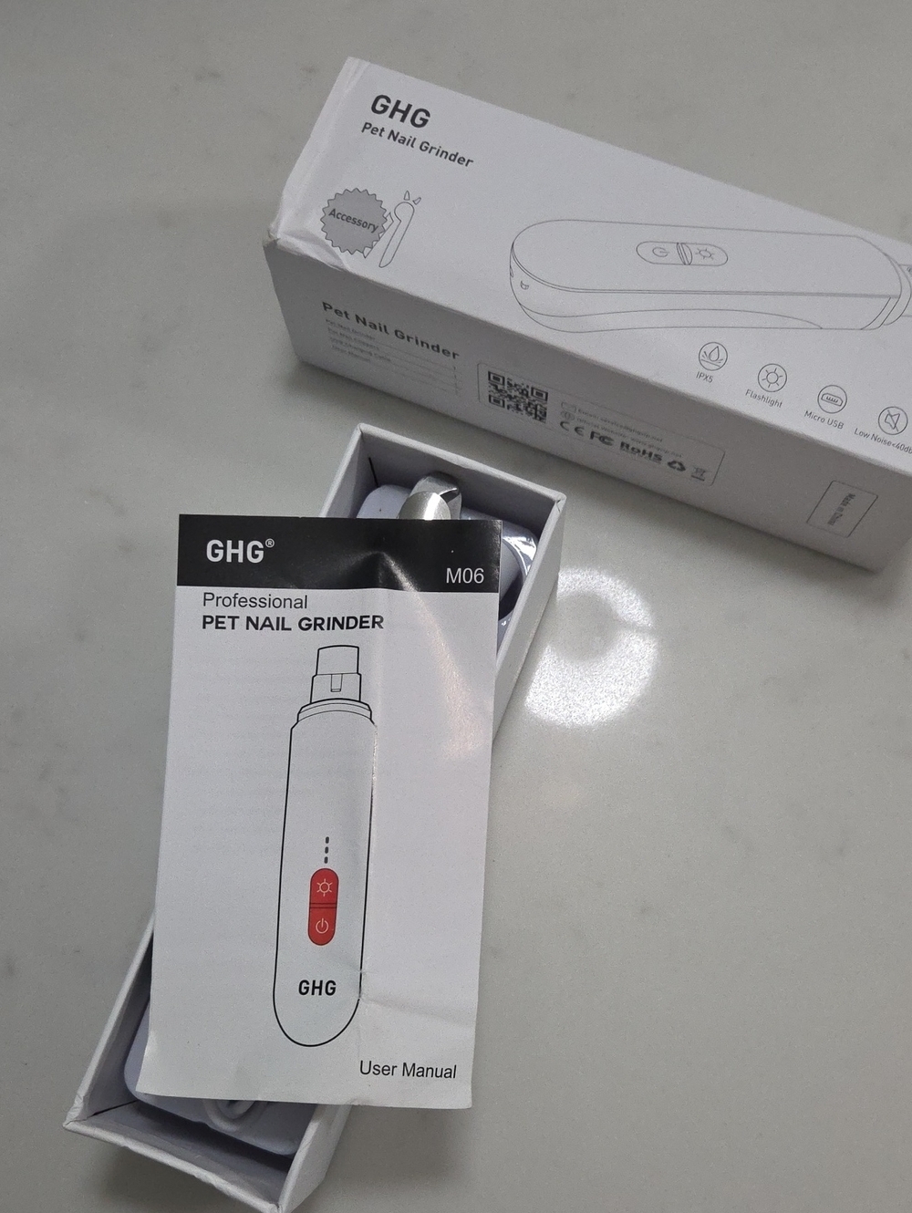 GHG Dog Nail Grinder Kit Rechargeable LED Pet Trimmer Clippers NIB - Picture 13 of 14
